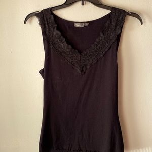 Apt 9 Black fine ribbed lace Vneck tank